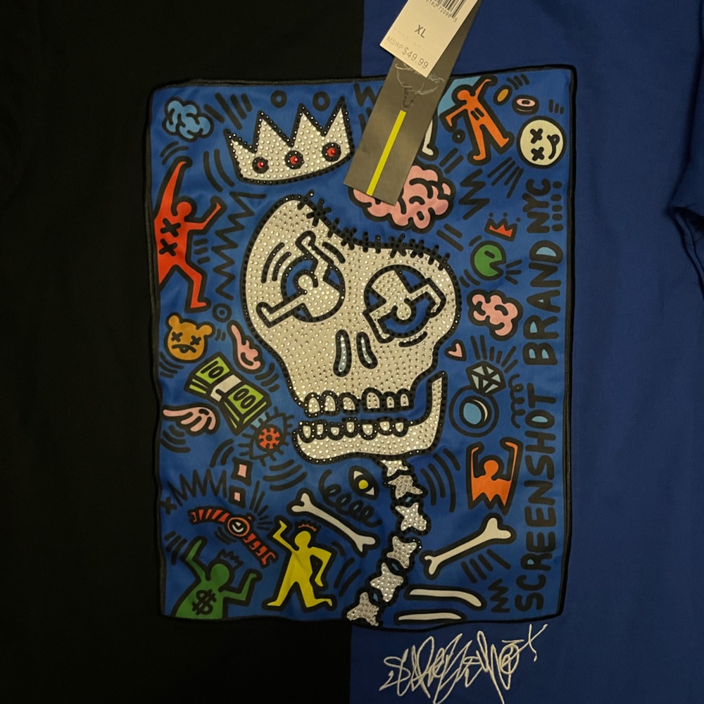 Graphic Skull Shirt - Black and Blue